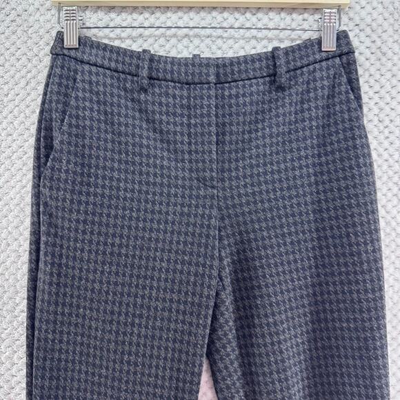 Theory Pants Womens 0 Black Houndstooth Ponte Stretch Slim Straight Mid Rise - Picture 3 of 14
